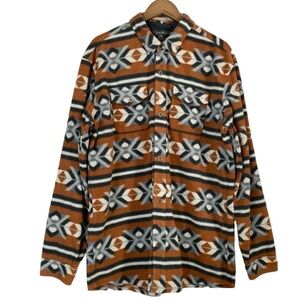 Eddie Bauer Chutes Tribal Print Microfleece Button Front Collar Shirt XL Tall